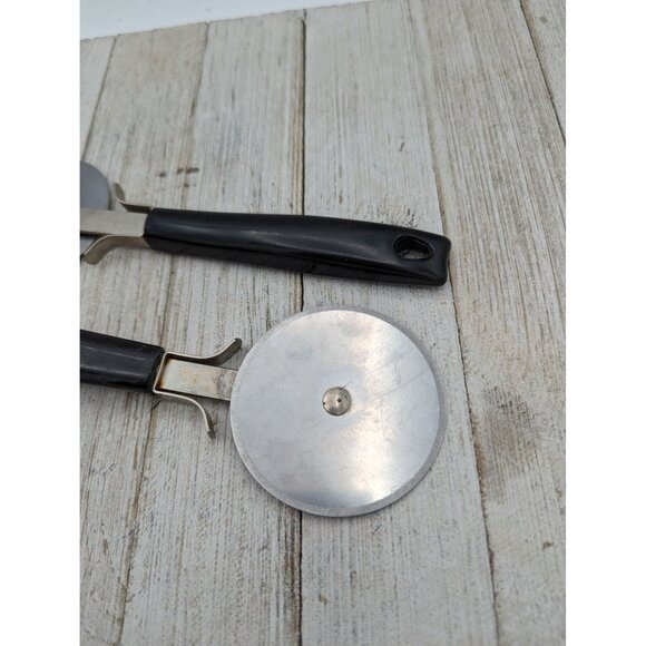 Set 2 Ekco Pizza Cutter #7 Blade 2 5/8" Diameter 8" USA Stainless Steel Black - Picture 3 of 7